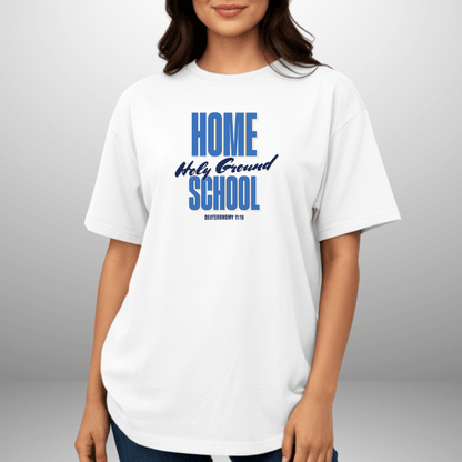 Home Holy Ground School Tee | Comfort Colors 1717 Christian Student Shirt | Deuteronomy 11:19 Faith Study Tee
