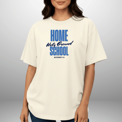Home Holy Ground School Tee | Comfort Colors 1717 Christian Student Shirt | Deuteronomy 11:19 Faith Study Tee