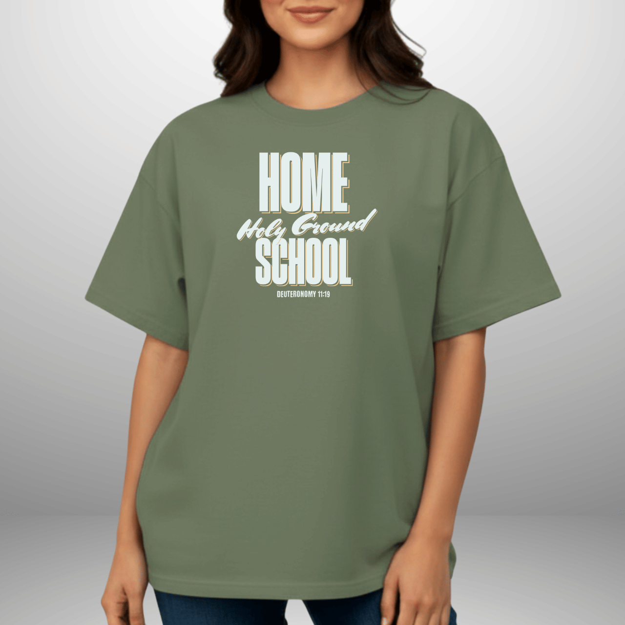 Home Holy Ground School Tee | Comfort Colors 1717 Christian Student Shirt | Deuteronomy 11:19 Faith Study Tee