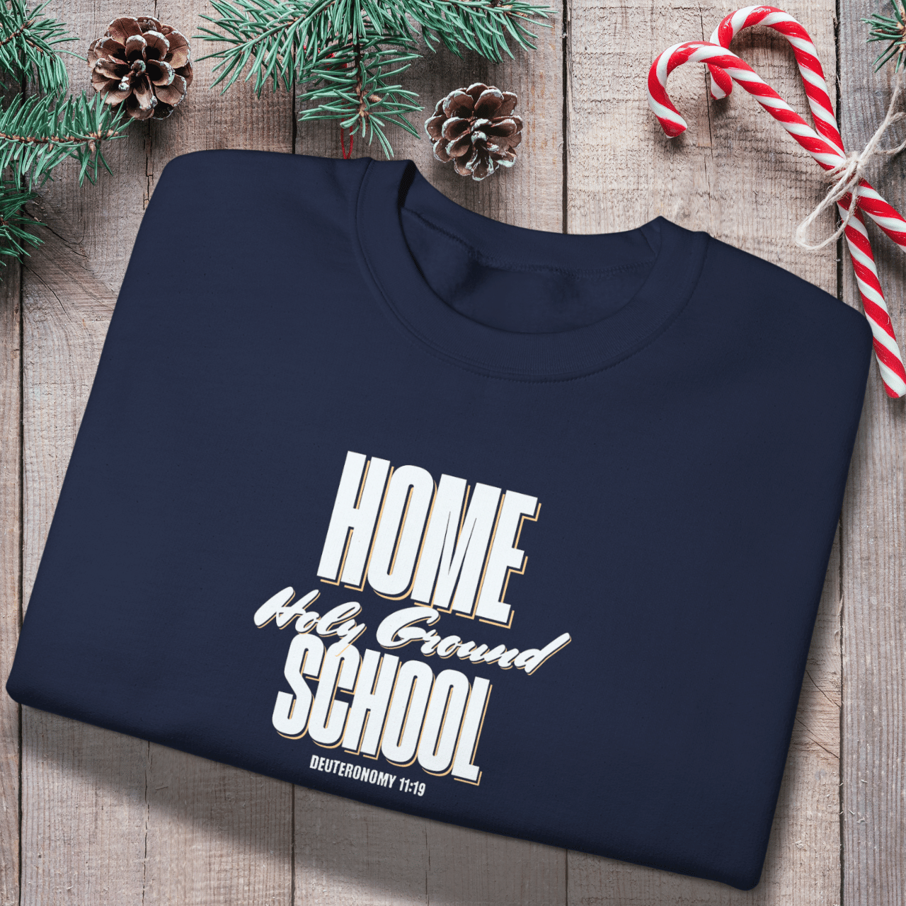 Home School Holy Ground Sweatshirt | Gildan 18000 Christian Student Crewneck | Deuteronomy 11:19 Faith Study Sweatshirt