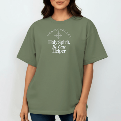 Homeschooled Holy Spirit Be Our Helper Tee | Comfort Colors 1717 Christian Student Shirt | Bible Verse Faith Study T-Shirt
