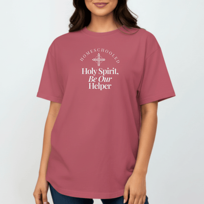 Homeschooled Holy Spirit Be Our Helper Tee | Comfort Colors 1717 Christian Student Shirt | Bible Verse Faith Study T-Shirt