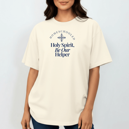 Homeschooled Holy Spirit Be Our Helper Tee | Comfort Colors 1717 Christian Student Shirt | Bible Verse Faith Study T-Shirt