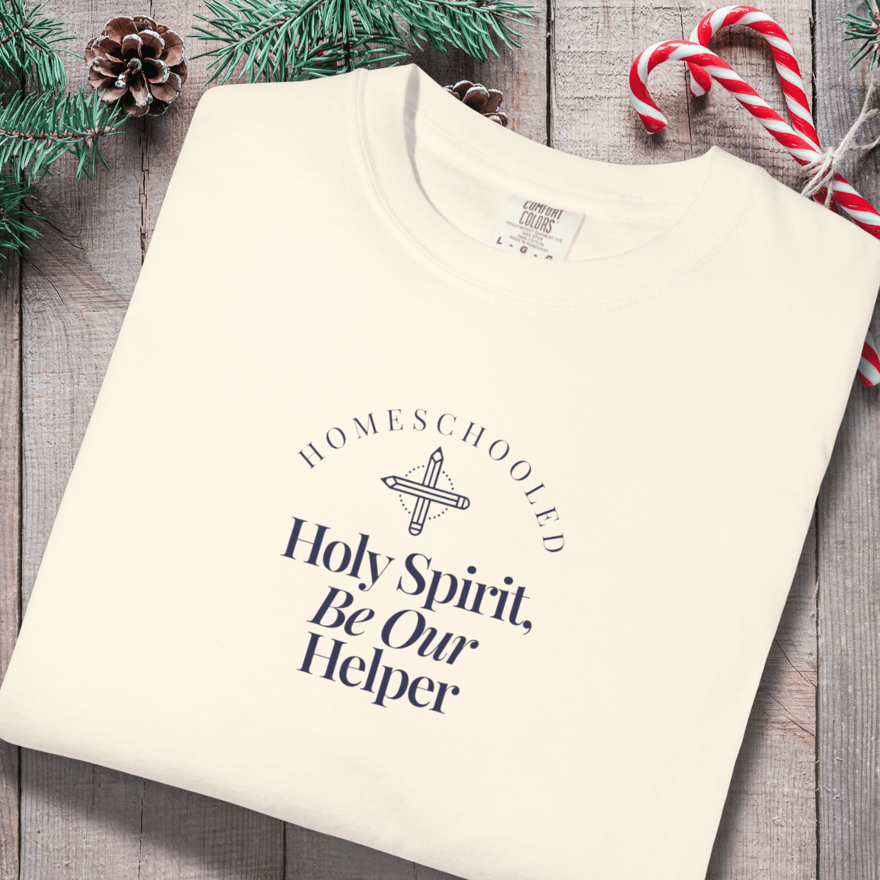 Homeschooled Holy Spirit Be Our Helper Tee | Comfort Colors 1717 Christian Student Shirt | Bible Verse Faith Study T-Shirt