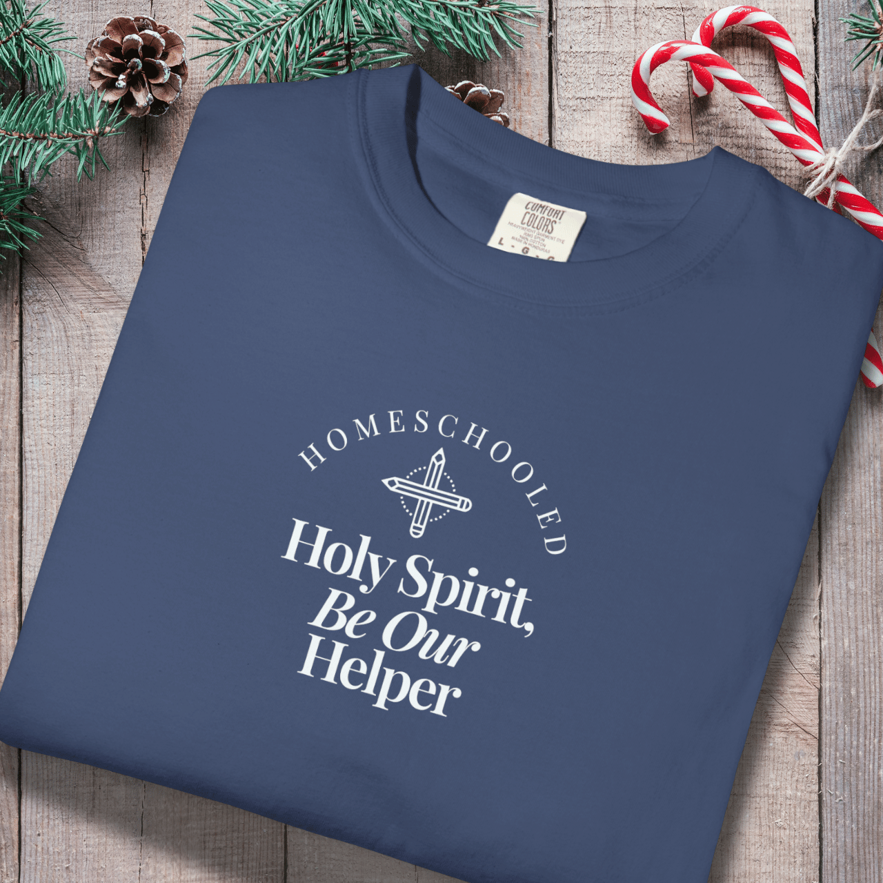 Homeschooled Holy Spirit Be Our Helper Tee | Comfort Colors 1717 Christian Student Shirt | Bible Verse Faith Study T-Shirt