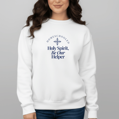 Homeschooled Holy Spirit Be Our Helper Sweatshirt | Christian Student Crewneck | Gildan 18000 Faith Apparel | Bible Verse Study Sweatshirt