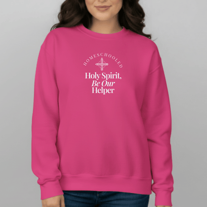 Homeschooled Holy Spirit Be Our Helper Sweatshirt | Christian Student Crewneck | Gildan 18000 Faith Apparel | Bible Verse Study Sweatshirt