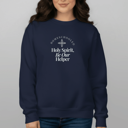 Homeschooled Holy Spirit Be Our Helper Sweatshirt | Christian Student Crewneck | Gildan 18000 Faith Apparel | Bible Verse Study Sweatshirt