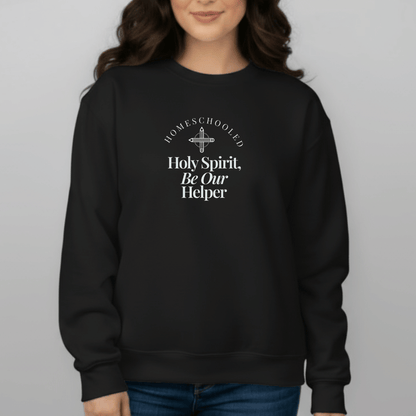 Homeschooled Holy Spirit Be Our Helper Sweatshirt | Christian Student Crewneck | Gildan 18000 Faith Apparel | Bible Verse Study Sweatshirt