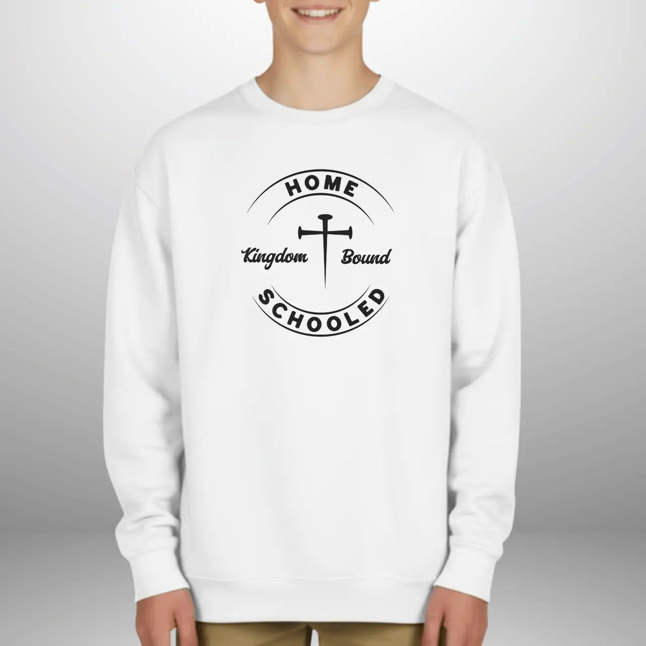 Home Schooled Kingdom Bound Youth Sweatshirt | Faith Crewneck Goshen & Selah Co
