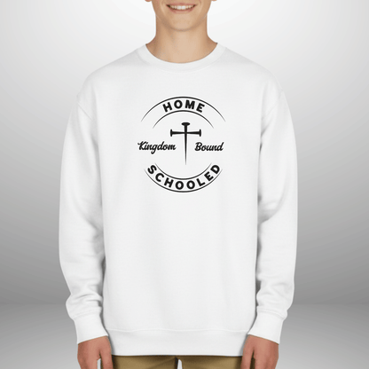 Homeschooled Kingdom Bound Youth Sweatshirt | Christian Kids Crewneck | Gildan 18000B Bible Verse Homeschool Sweater