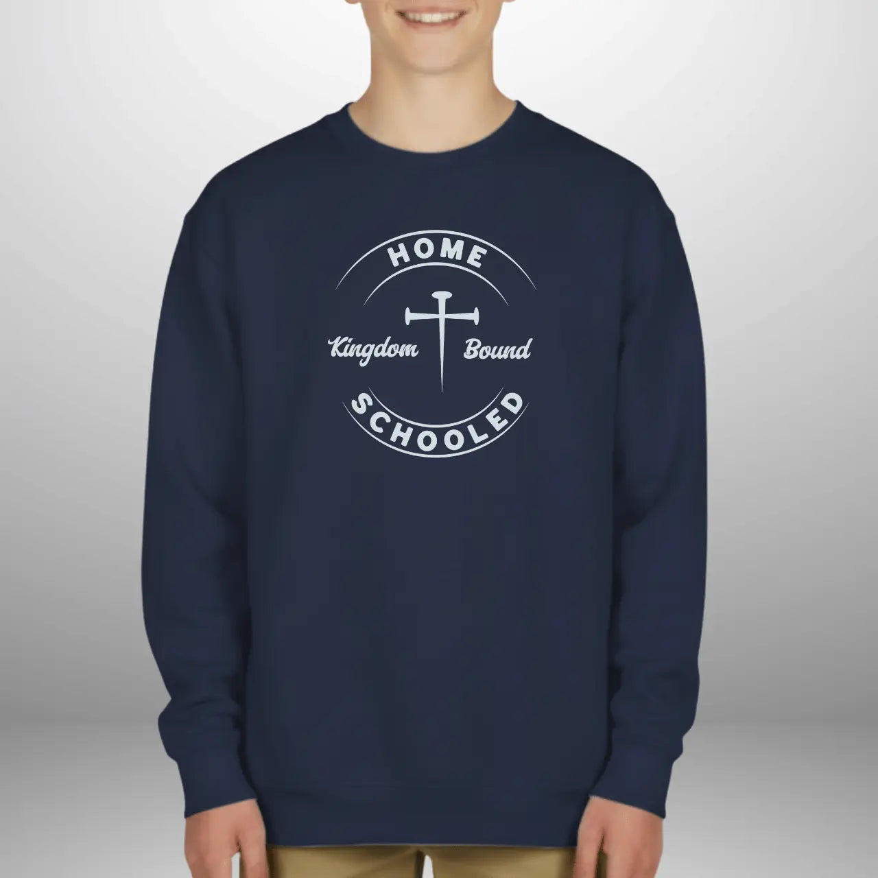 Home Schooled Kingdom Bound Youth Sweatshirt | Faith Crewneck Goshen & Selah Co