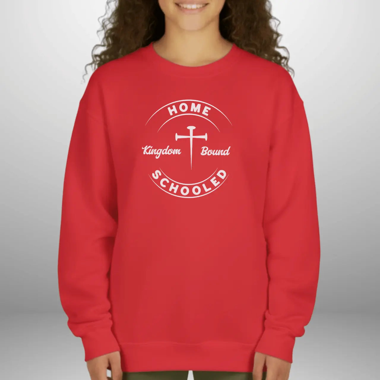 Home Schooled Kingdom Bound Youth Sweatshirt | Faith Crewneck Goshen & Selah Co