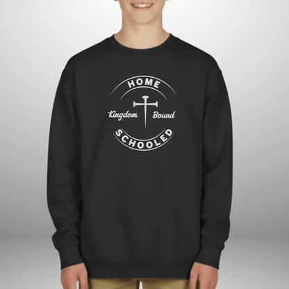 Homeschooled Kingdom Bound Youth Sweatshirt | Christian Kids Crewneck | Gildan 18000B Bible Verse Homeschool Sweater