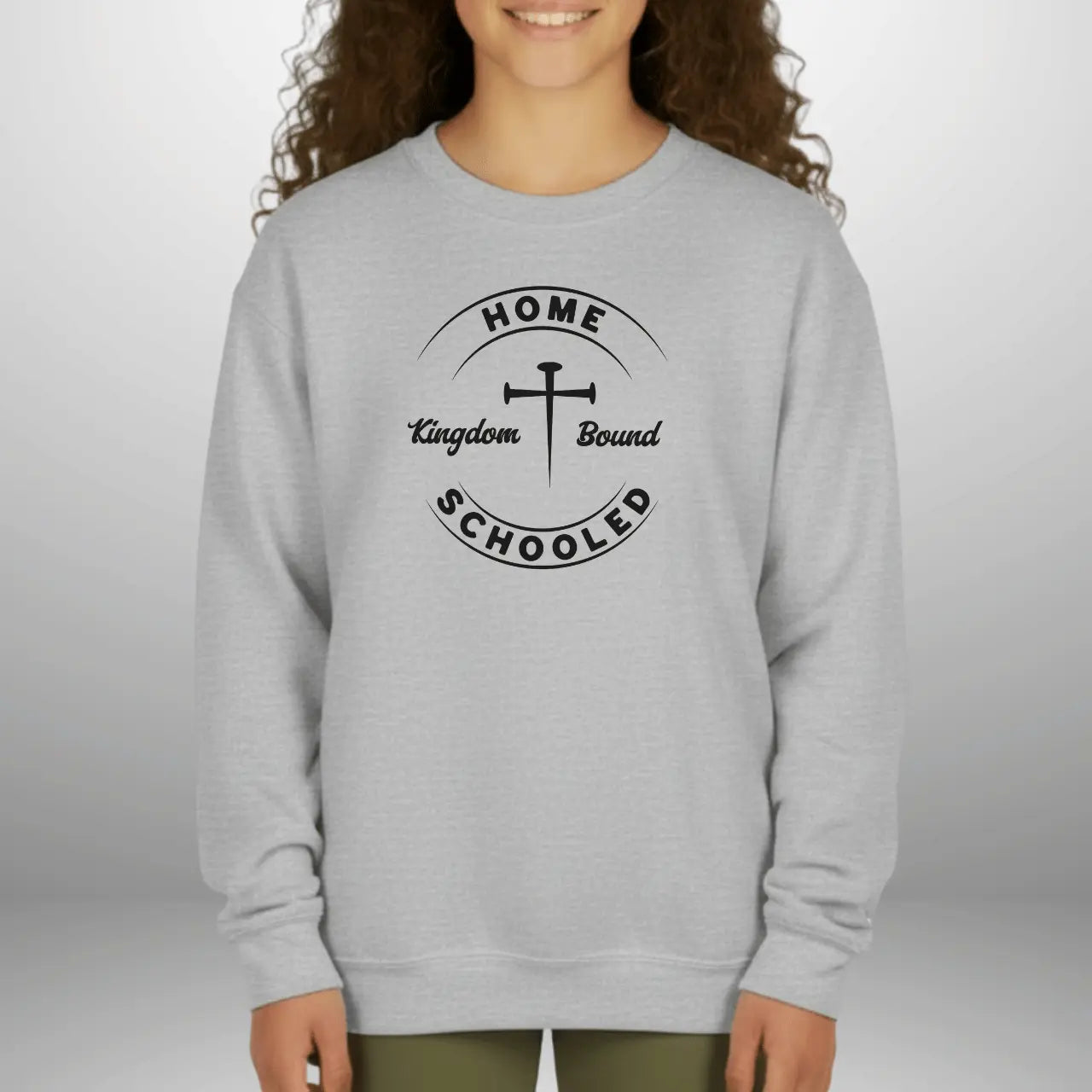 Home Schooled Kingdom Bound Youth Sweatshirt | Faith Crewneck Goshen & Selah Co