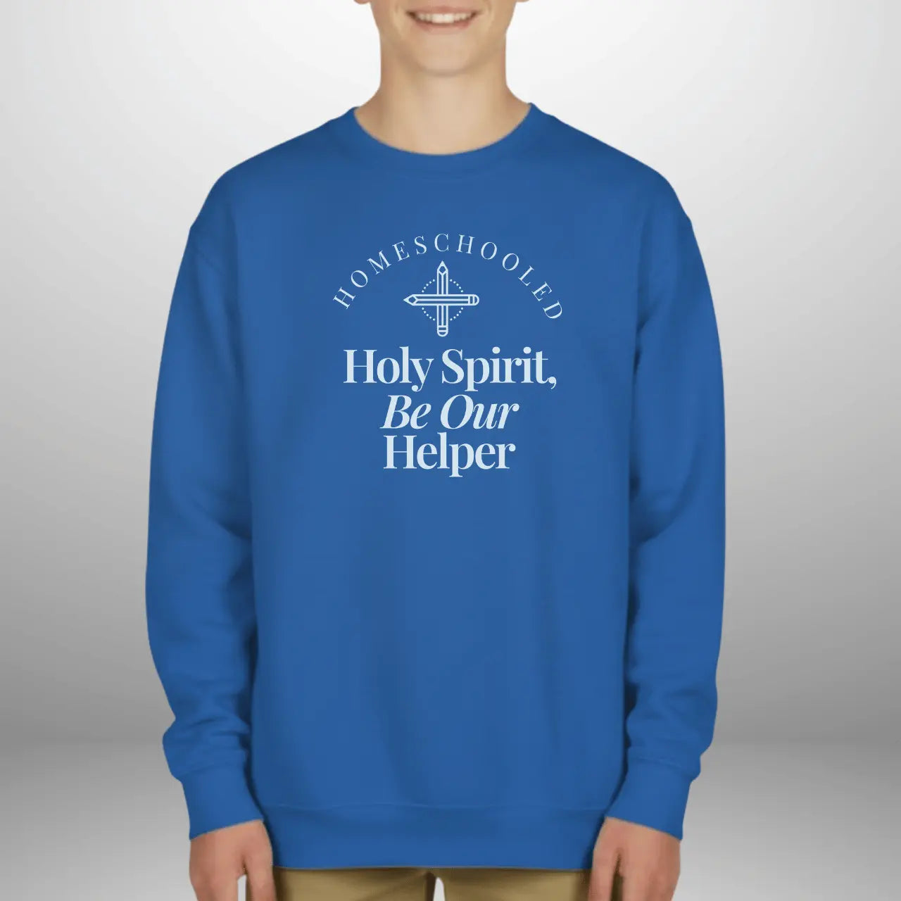 Homeschooled Holy Spirit Helper Youth Sweatshirt | Kids Crewneck Goshen & Selah Co