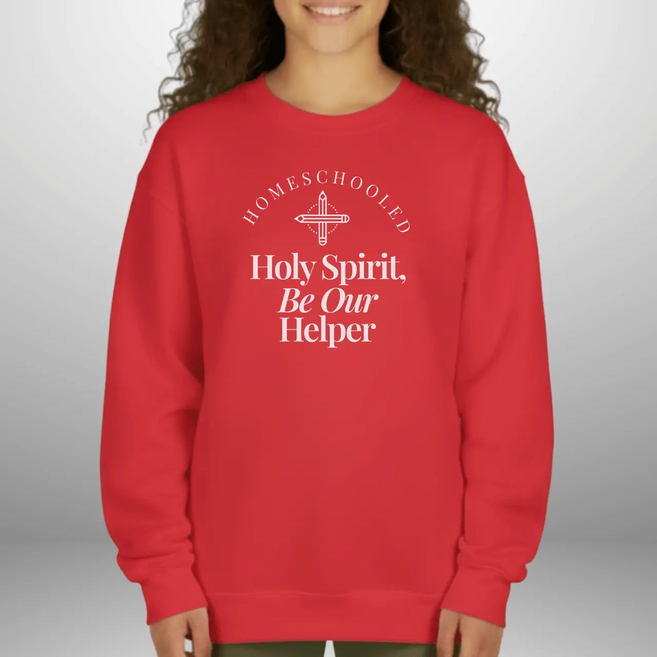 Homeschooled Holy Spirit Helper Youth Sweatshirt | Kids Crewneck Goshen & Selah Co