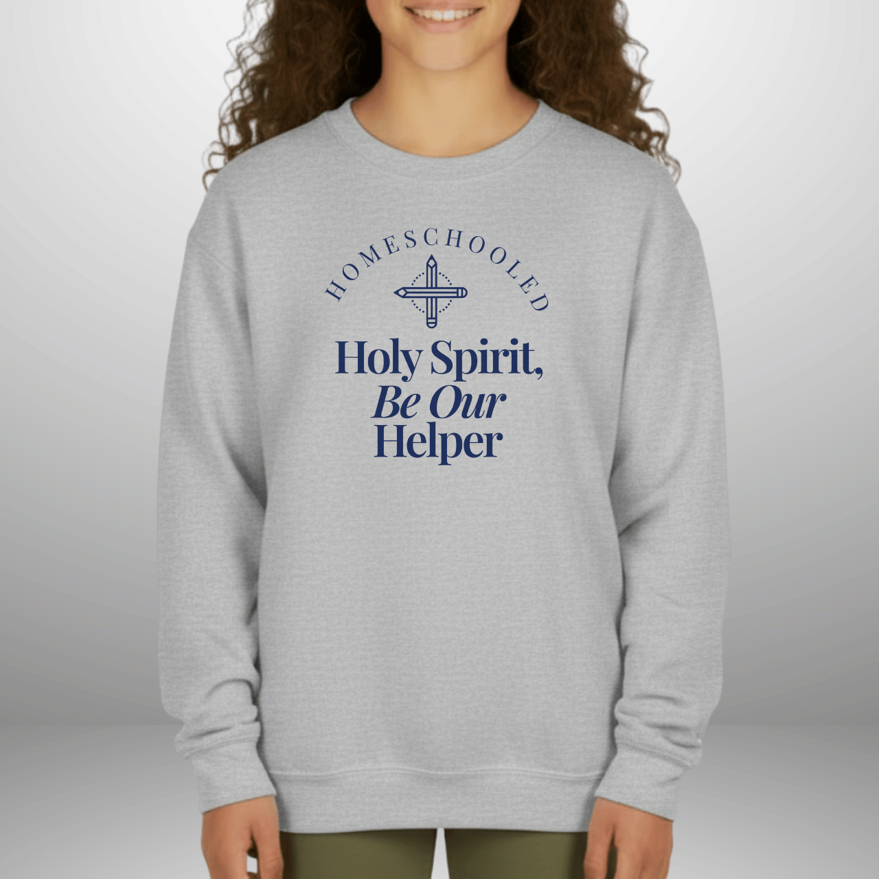 Homeschooled Holy Spirit Helper Youth Sweatshirt | Christian Kids Crewneck | Gildan 18000B Bible Verse Homeschool Sweater