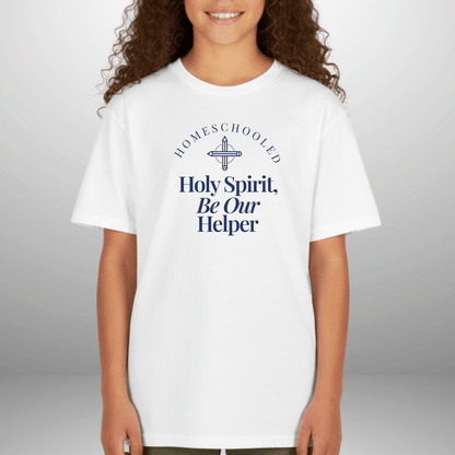 Homeschooled Holy Spirit Helper Youth Shirt | Christian Kids Tee | Gildan 5000B Homeschool Shirt | Faith-Based Bible Verse Tee for Boys & Girls