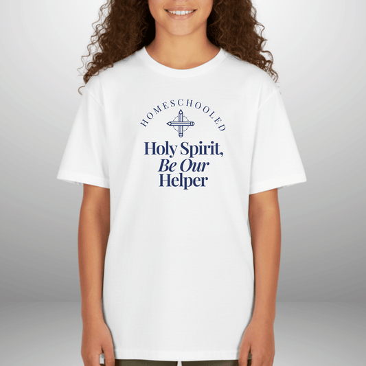 Homeschooled Holy Spirit Helper Youth Shirt | Christian Kids Tee | Gildan 5000B Homeschool Shirt | Faith-Based Bible Verse Tee for Boys & Girls