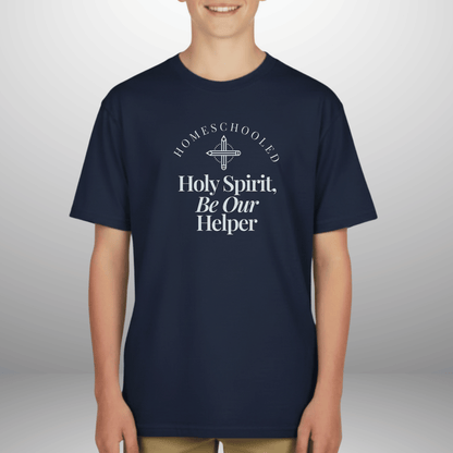 Homeschooled Holy Spirit Helper Youth Shirt | Christian Kids Tee | Gildan 5000B Homeschool Shirt | Faith-Based Bible Verse Tee for Boys & Girls