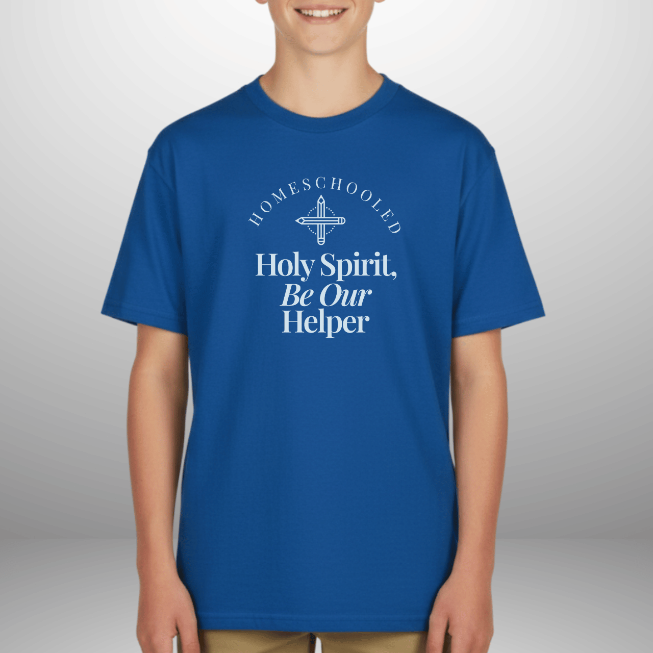Homeschooled Holy Spirit Helper Youth Shirt | Christian Kids Tee | Gildan 5000B Homeschool Shirt | Faith-Based Bible Verse Tee for Boys & Girls
