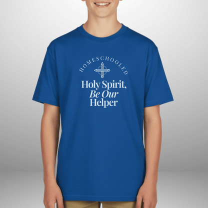 Homeschooled Holy Spirit Helper Youth Shirt | Christian Kids Tee | Gildan 5000B Homeschool Shirt | Faith-Based Bible Verse Tee for Boys & Girls