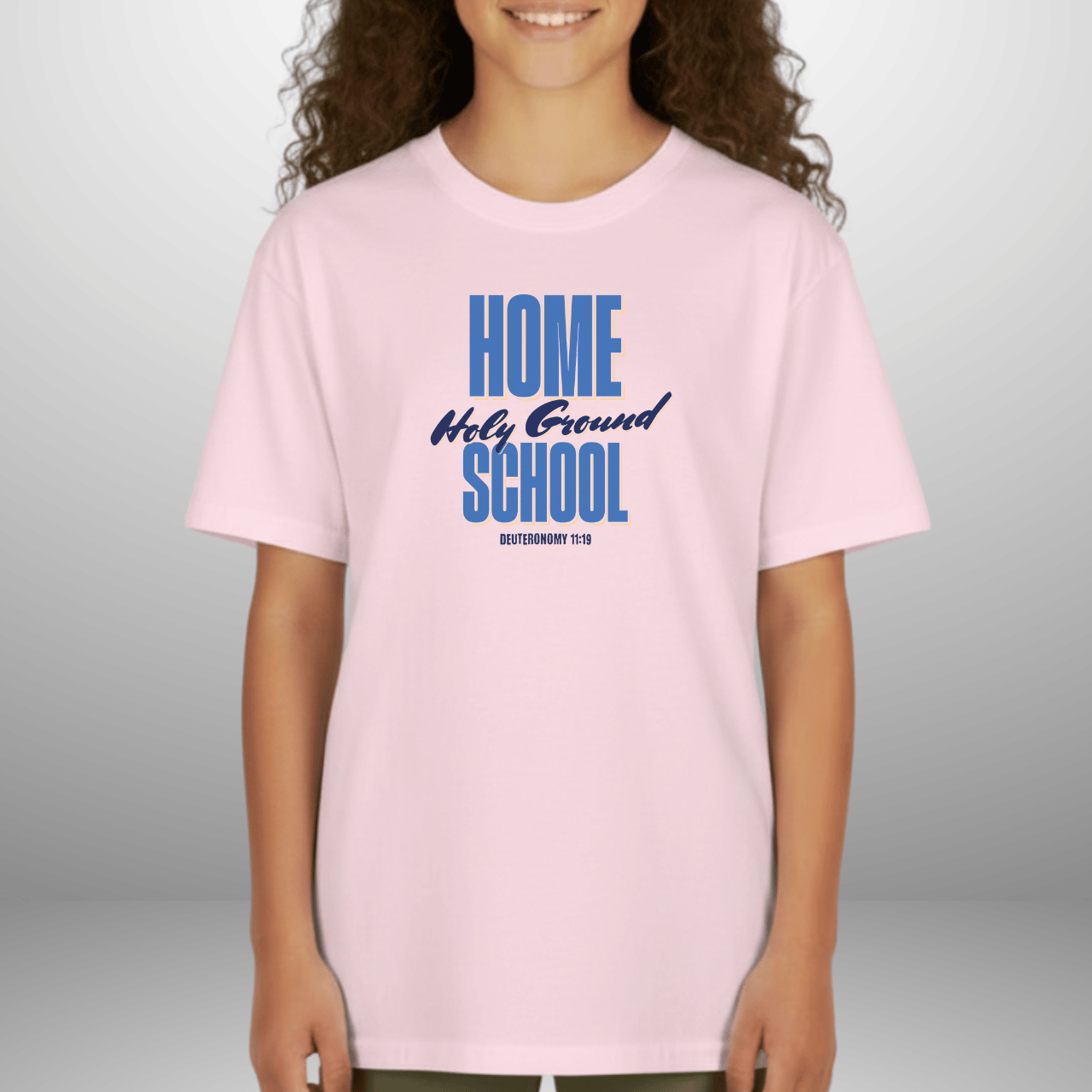 Home Holy Ground School Youth Shirt | Christian Homeschool Tee | Deuteronomy 11:19 Kids Bible Verse Shirt | Faith-Based Youth T-Shirt
