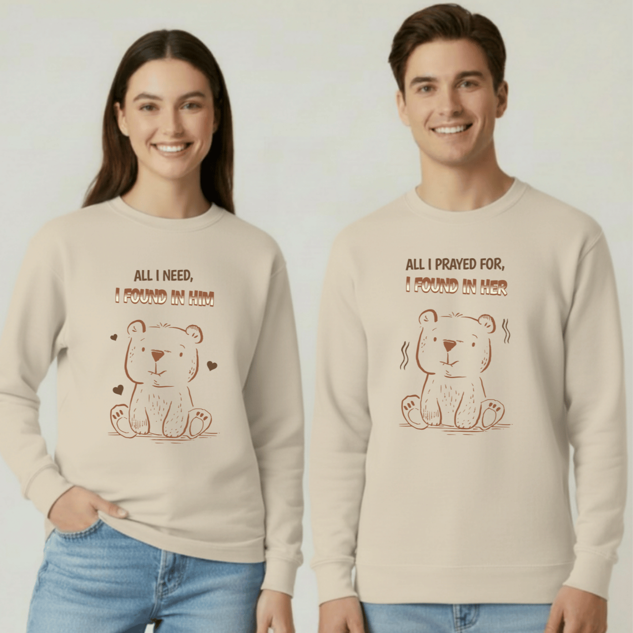 All I Need I Found in Him Sweatshirt | Christian Women’s Gift | Faith Love Crewneck | Cute Bear Graphic | Gildan 18000 Unisex