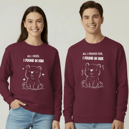 All I Need I Found in Him Sweatshirt | Christian Women’s Gift | Faith Love Crewneck | Cute Bear Graphic | Gildan 18000 Unisex