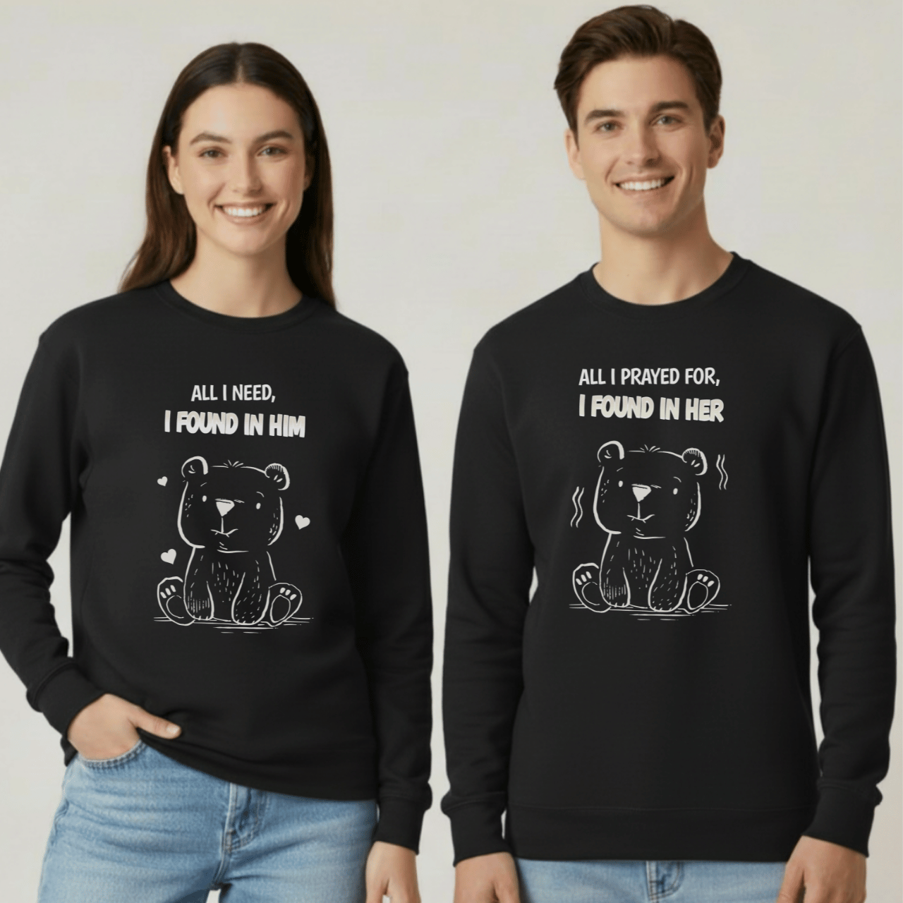 All I Need I Found in Him Sweatshirt | Christian Women’s Gift | Faith Love Crewneck | Cute Bear Graphic | Gildan 18000 Unisex