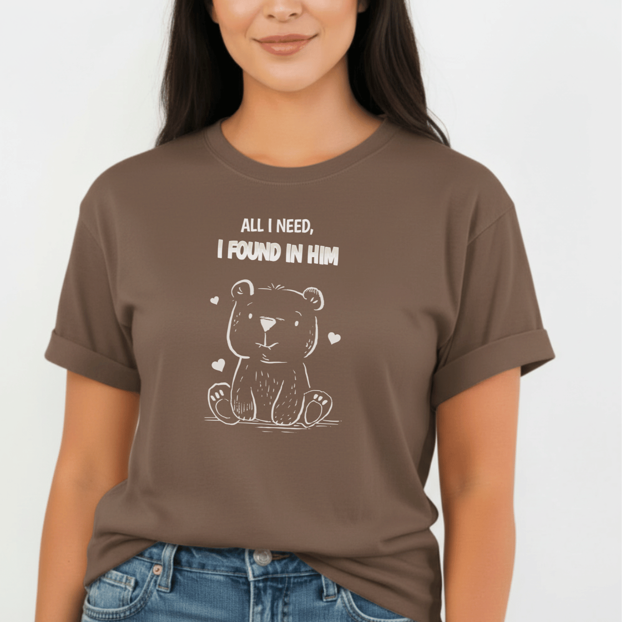 All I Need I Found in Him Bear Shirt | Cute Christian Couples Tee for Her | Comfort Colors 1717 | Matching His & Hers Gift
