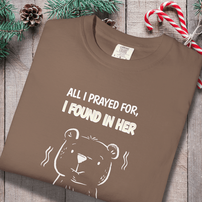 All I Prayed For I Found in Her Bear Shirt | Christian Couples Tee for Him | Comfort Colors 1717 | Cute Matching His & Hers Gift