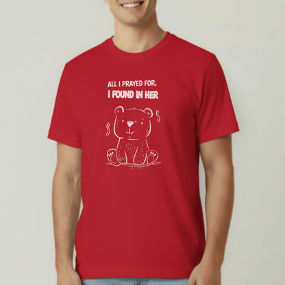 All I Prayed For I Found in Her Bear Shirt | Christian Couples Tee for Him | Comfort Colors 1717 | Cute Matching His & Hers Gift