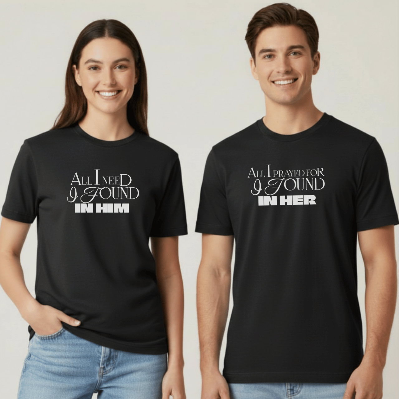 All I Need I Found in Him Shirt | Christian Couples Tee for Her | Comfort Colors 1717 | Faith-Based Matching His & Hers Gift