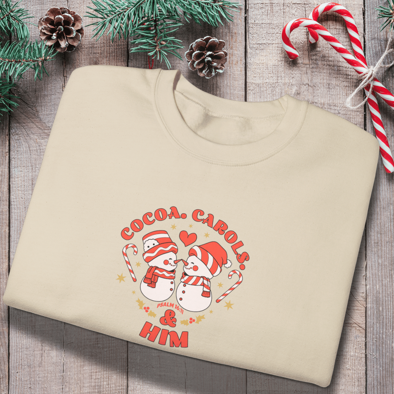 Cocoa Carols & Him Sweatshirt | Couples Christmas Matching Sweaters | Gildan 18000 Crewneck | Holiday Faith Gift for Her