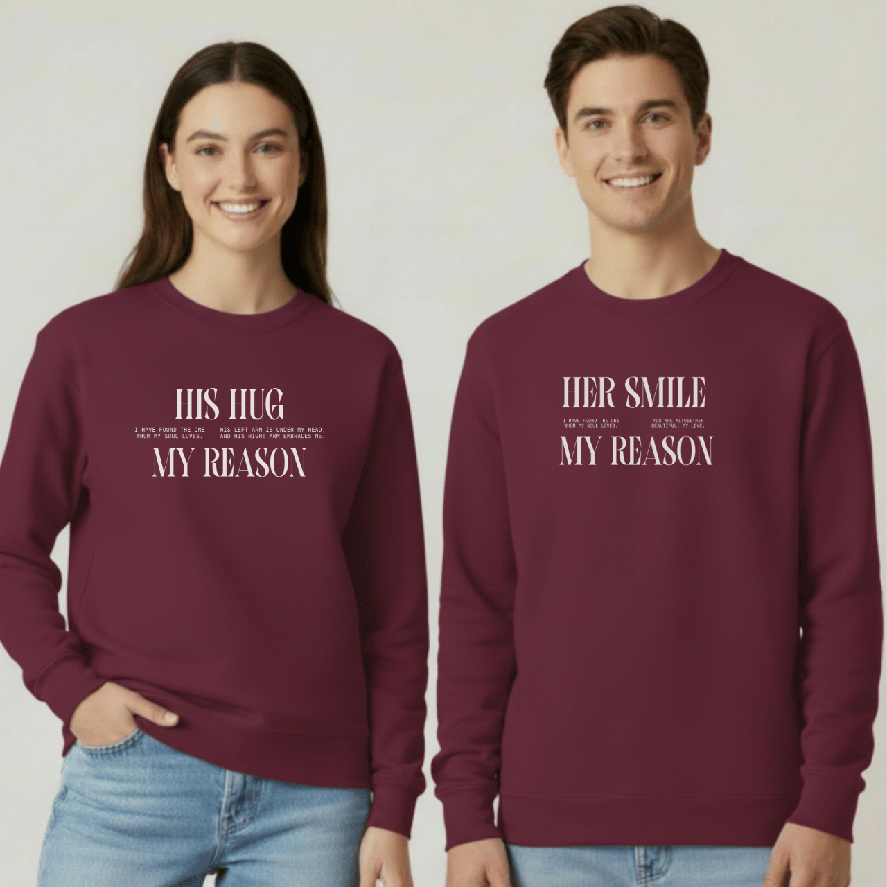 His Hug My Reason Sweatshirt | Christian Couples Crewneck for Her | Gildan 18000 | Song of Solomon Inspired Sweater | Wife Gift
