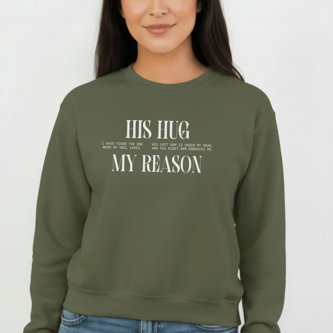His Hug My Reason Sweatshirt | Christian Couples Crewneck for Her | Gildan 18000 | Song of Solomon Inspired Sweater | Wife Gift