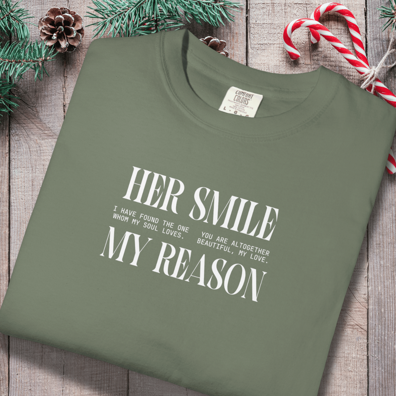 Her Smile My Reason Shirt | Christian Couples Tee for Him | Comfort Colors 1717 | Song of Solomon Inspired T-Shirt | Husband Gift