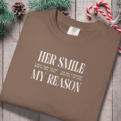 Her Smile My Reason Shirt | Christian Couples Tee for Him | Comfort Colors 1717 | Song of Solomon Inspired T-Shirt | Husband Gift