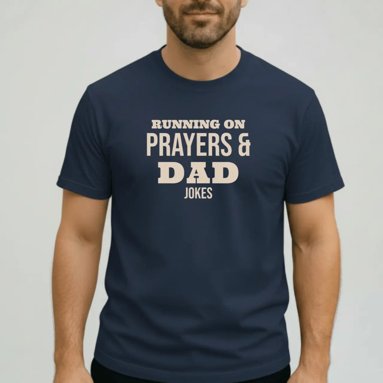 Running on Prayers and Dad Jokes T-Shirt | Comfort Colors Dad Tee Goshen & Selah Co