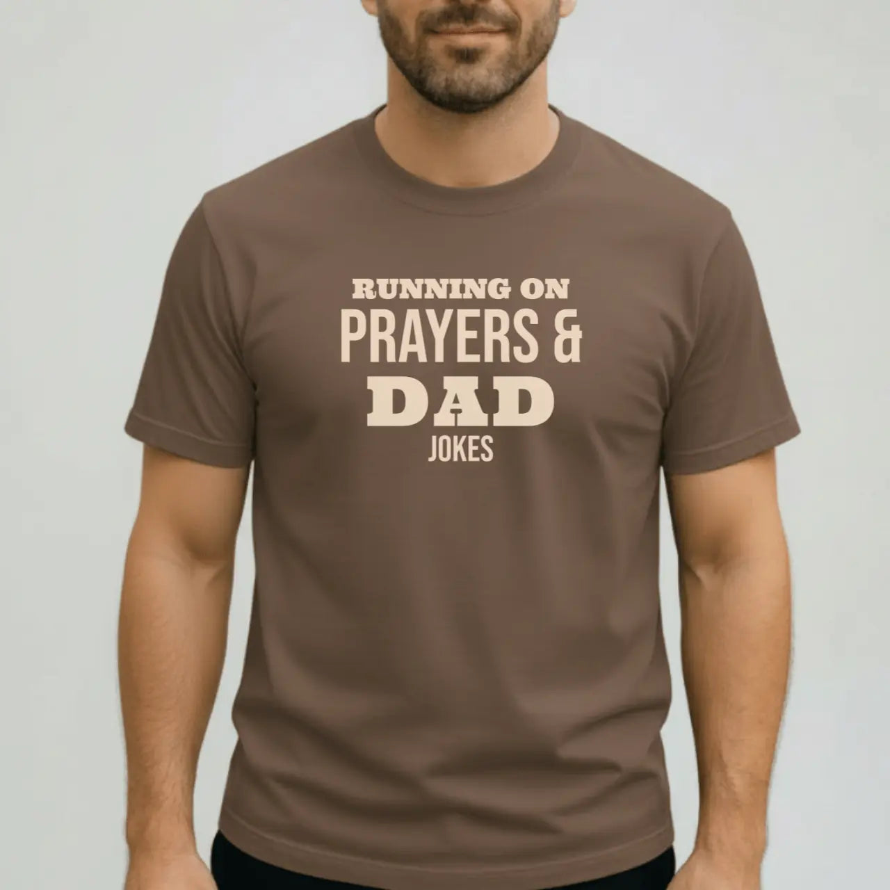 Running on Prayers and Dad Jokes T-Shirt | Comfort Colors Dad Tee Goshen & Selah Co