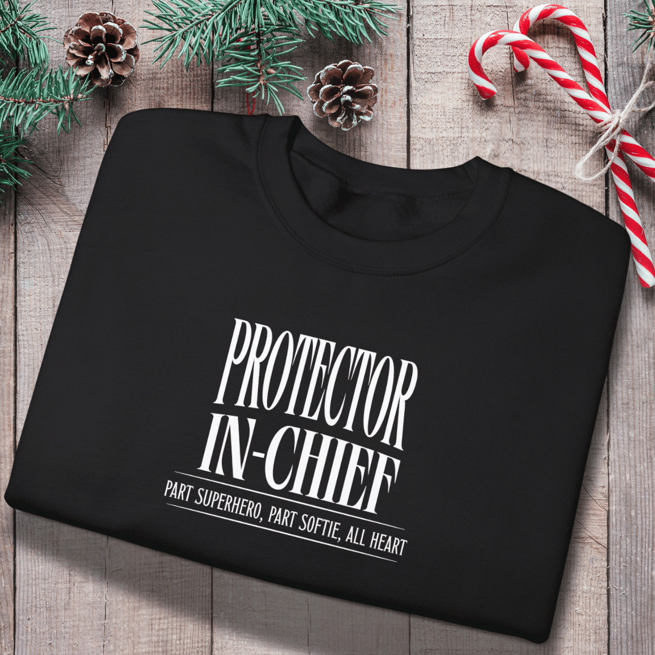 Protector in Chief Sweatshirt | Gildan 18000 Men’s Crewneck | Funny Christian Dad Sweater | Part Superhero Part Softie All Heart