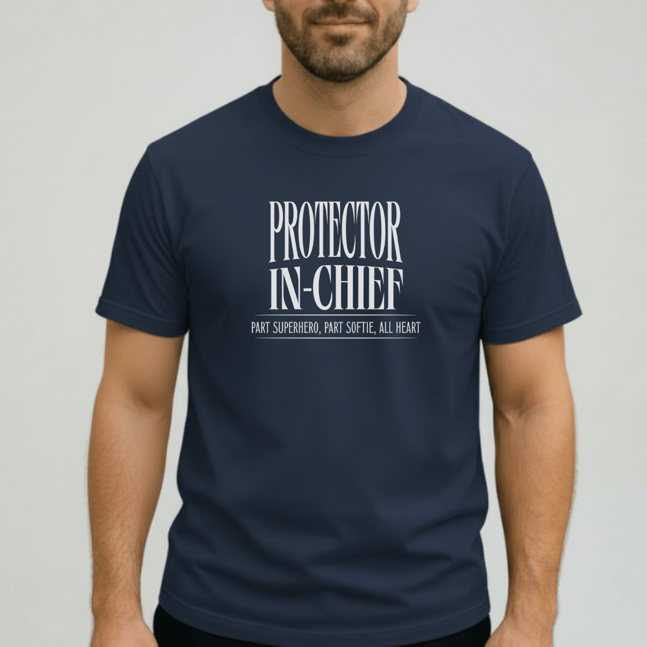Protector in Chief Shirt | Comfort Colors 1717 Men’s T-Shirt | Funny Christian Dad Tee | Part Superhero Part Softie All Heart Shirt