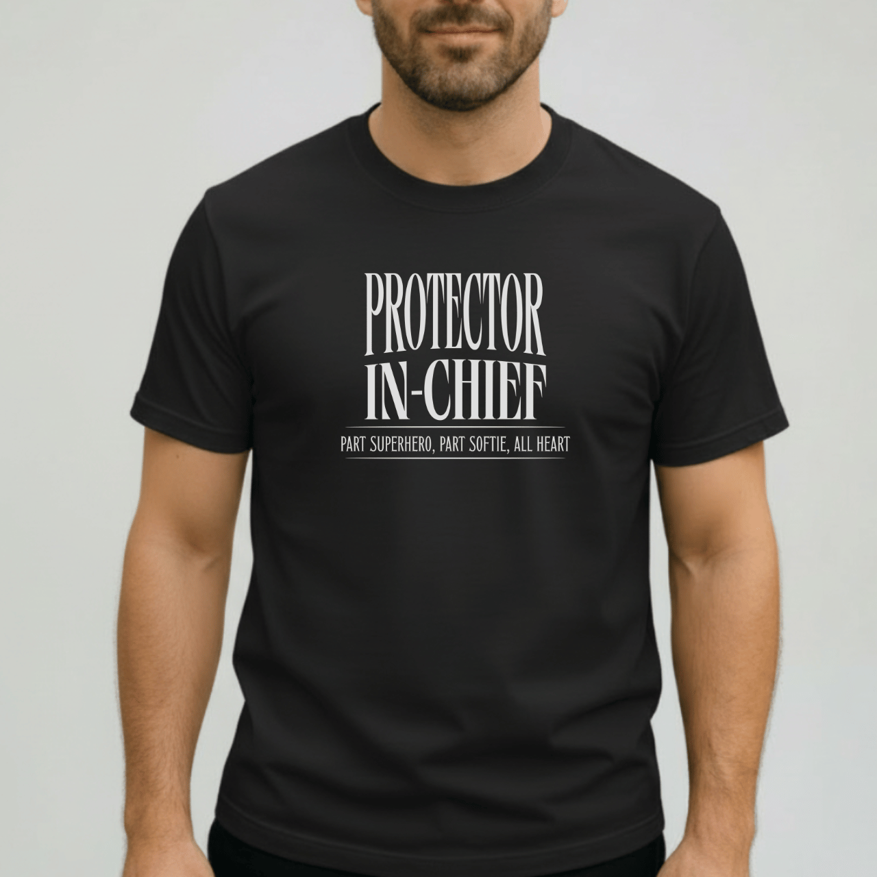 Protector in Chief Shirt | Comfort Colors 1717 Men’s T-Shirt | Funny Christian Dad Tee | Part Superhero Part Softie All Heart Shirt