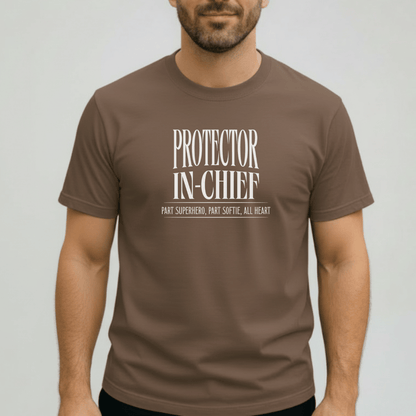 Protector in Chief Shirt | Comfort Colors 1717 Men’s T-Shirt | Funny Christian Dad Tee | Part Superhero Part Softie All Heart Shirt