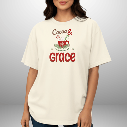 Cocoa & Grace Christmas Shirt | Philippians 4:7 Bible Verse | Comfort Colors Tee | Christian Holiday T-Shirt | Faith Christmas Graphic Tee