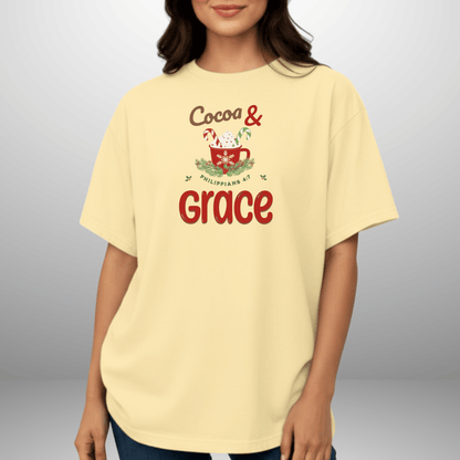 Cocoa & Grace Christmas Shirt | Philippians 4:7 Bible Verse | Comfort Colors Tee | Christian Holiday T-Shirt | Faith Christmas Graphic Tee