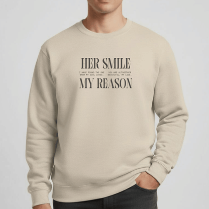 Her Smile My Reason Sweatshirt | Christian Couples Crewneck for Him | Gildan 18000 | Song of Solomon Inspired Sweater | Husband Gift