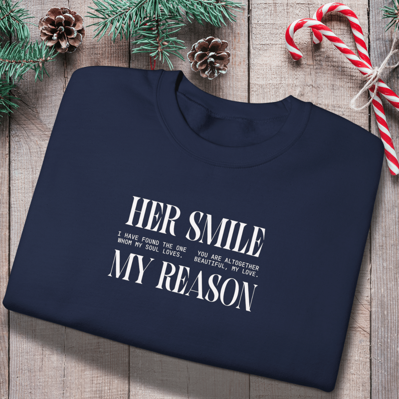 Her Smile My Reason Sweatshirt | Christian Couples Crewneck for Him | Gildan 18000 | Song of Solomon Inspired Sweater | Husband Gift